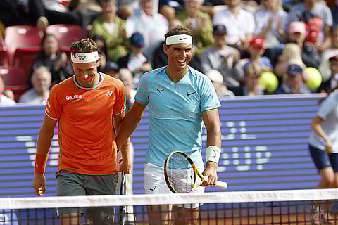 Rafael Nadal and Casper Ruud celebrate their victory